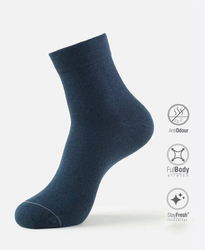 Modal Cotton Elastane Stretch Ankle Length Socks with StayFresh Treatment - Navy