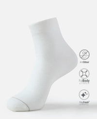 Modal Cotton Elastane Stretch Ankle Length Socks with StayFresh Treatment - White