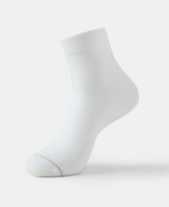 Modal Cotton Elastane Stretch Ankle Length Socks with StayFresh Treatment - White