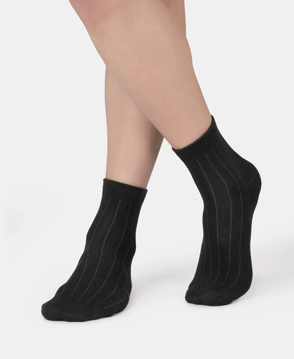 Bamboo Fiber 4 Way Stretch Ankle Length Socks With Stayfresh Treatment - Gun Metal