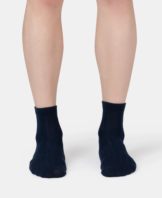 Bamboo Fiber 4 Way Stretch Ankle Length Socks With Stayfresh Treatment - Navy