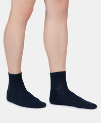 Bamboo Fiber 4 Way Stretch Ankle Length Socks With Stayfresh Treatment - Navy