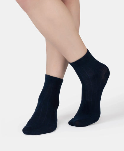 Bamboo Fiber 4 Way Stretch Ankle Length Socks With Stayfresh Treatment - Navy