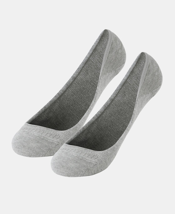 Compact Cotton Stretch No Show Socks With Stay Fresh Treatment - Grey Melange