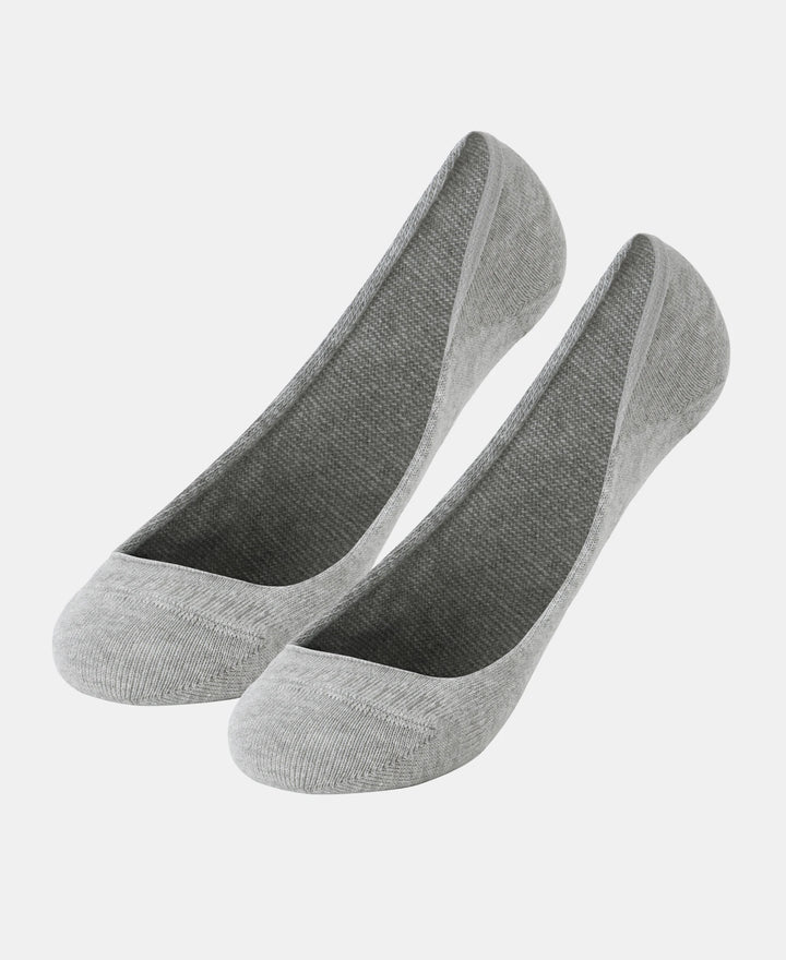 Compact Cotton Stretch No Show Socks With Stay Fresh Treatment - Grey Melange