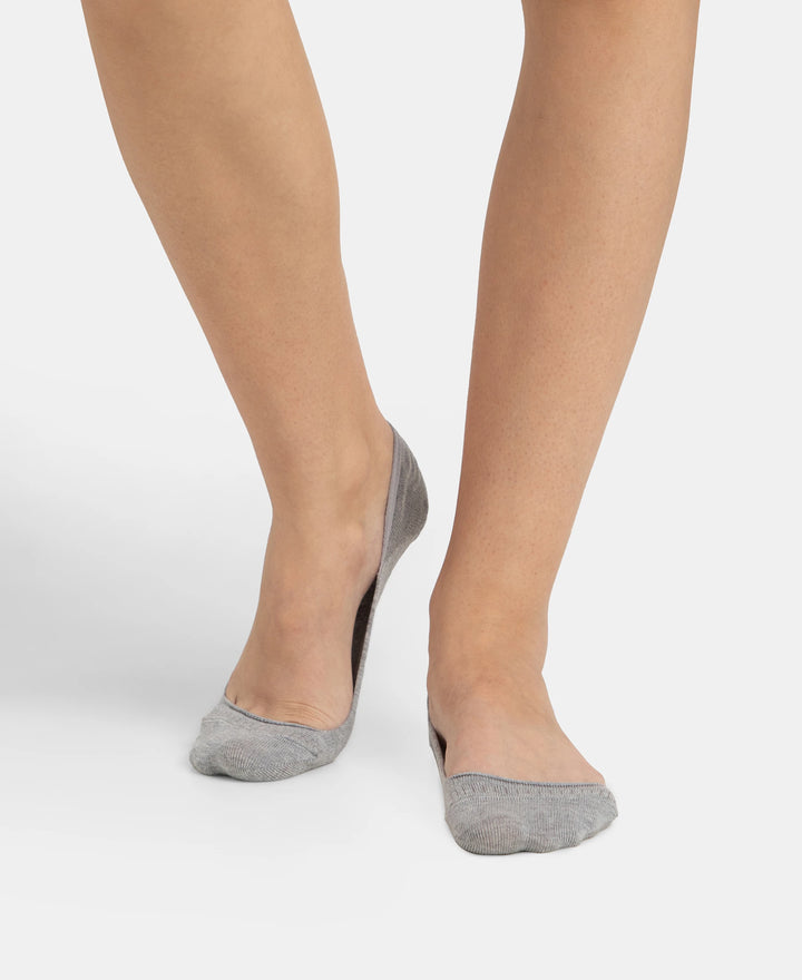 Compact Cotton Stretch No Show Socks With Stay Fresh Treatment - Grey Melange