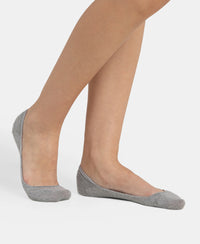 Compact Cotton Stretch No Show Socks With Stay Fresh Treatment - Grey Melange
