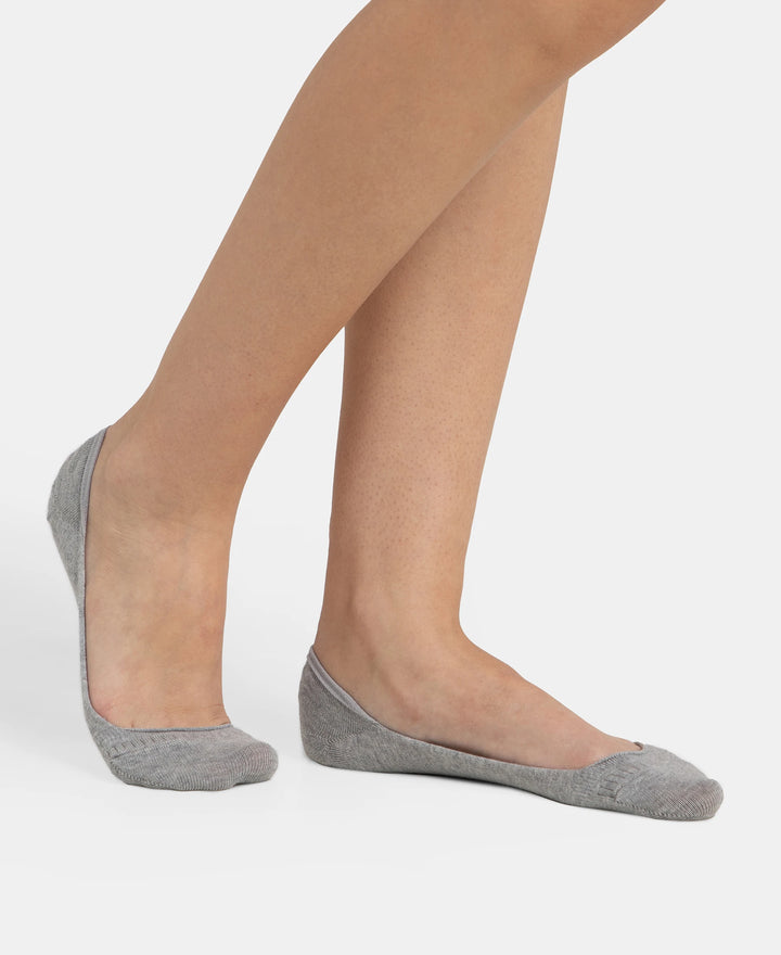 Compact Cotton Stretch No Show Socks With Stay Fresh Treatment - Grey Melange