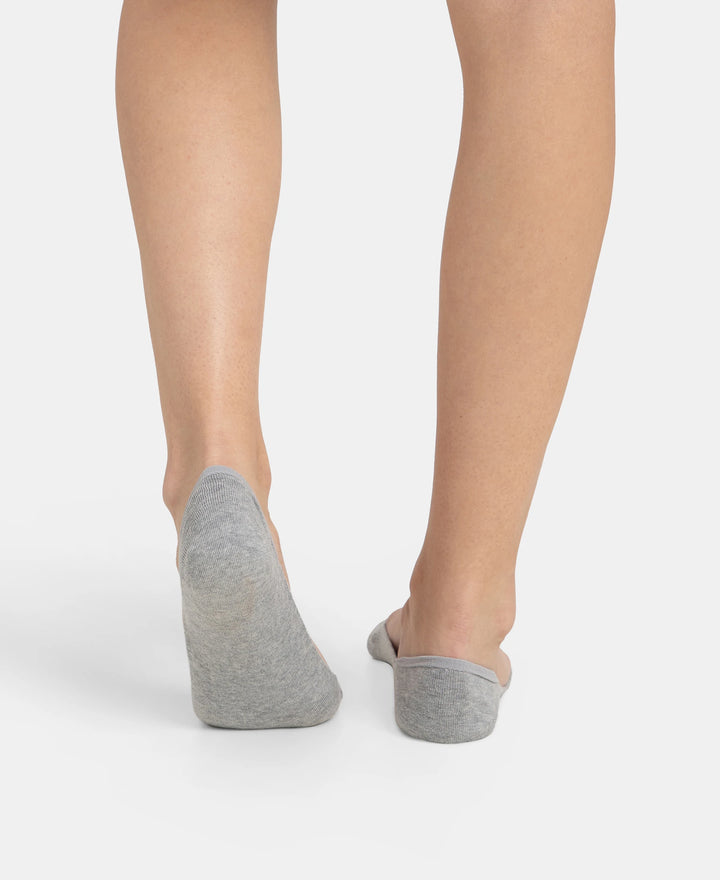 Compact Cotton Stretch No Show Socks With Stay Fresh Treatment - Grey Melange
