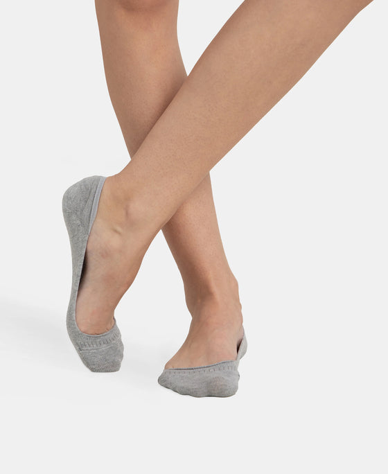 Compact Cotton Stretch No Show Socks With Stay Fresh Treatment - Grey Melange