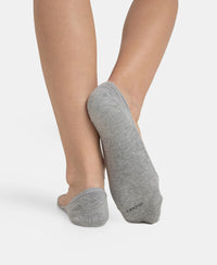 Compact Cotton Stretch No Show Socks With Stay Fresh Treatment - Grey Melange
