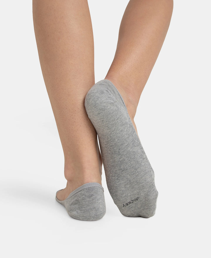 Compact Cotton Stretch No Show Socks With Stay Fresh Treatment - Grey Melange