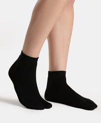 Acrylic Polyester Nylon Stretch Ankle Length Socks with StayFresh Treatment - Black