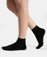 Acrylic Polyester Nylon Stretch Ankle Length Socks with StayFresh Treatment - Black