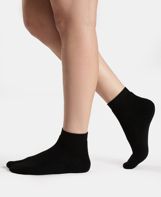 Acrylic Polyester Nylon Stretch Ankle Length Socks with StayFresh Treatment - Black