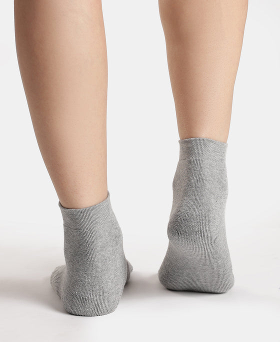 Acrylic Polyester Nylon Stretch Ankle Length Socks with StayFresh Treatment - Grey Melange