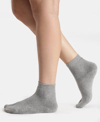Acrylic Polyester Nylon Stretch Ankle Length Socks with StayFresh Treatment - Grey Melange