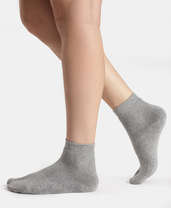 Acrylic Polyester Nylon Stretch Ankle Length Socks with StayFresh Treatment - Grey Melange