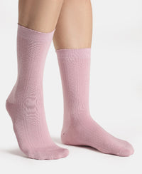 Modal Blend Fabric Scalloped Welt Crew Length Socks with StayFresh Treatment - Fragrant Lilac