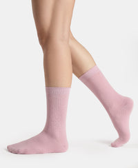 Modal Blend Fabric Scalloped Welt Crew Length Socks with StayFresh Treatment - Fragrant Lilac