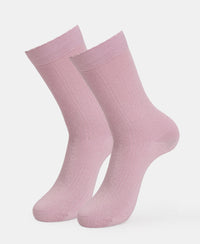 Modal Blend Fabric Scalloped Welt Crew Length Socks with StayFresh Treatment - Fragrant Lilac