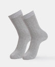 Modal Blend Fabric Scalloped Welt Crew Length Socks with StayFresh Treatment - Steel Grey Melange