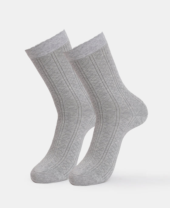 Modal Blend Fabric Scalloped Welt Crew Length Socks with StayFresh Treatment - Steel Grey Melange