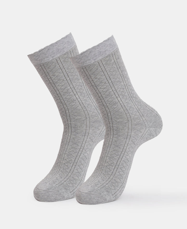 Modal Blend Fabric Scalloped Welt Crew Length Socks with StayFresh Treatment - Steel Grey Melange