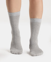 Modal Blend Fabric Scalloped Welt Crew Length Socks with StayFresh Treatment - Steel Grey Melange