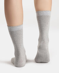 Modal Blend Fabric Scalloped Welt Crew Length Socks with StayFresh Treatment - Steel Grey Melange