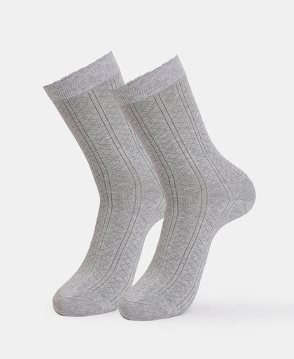 Modal Blend Fabric Scalloped Welt Crew Length Socks with StayFresh Treatment - Steel Grey Melange