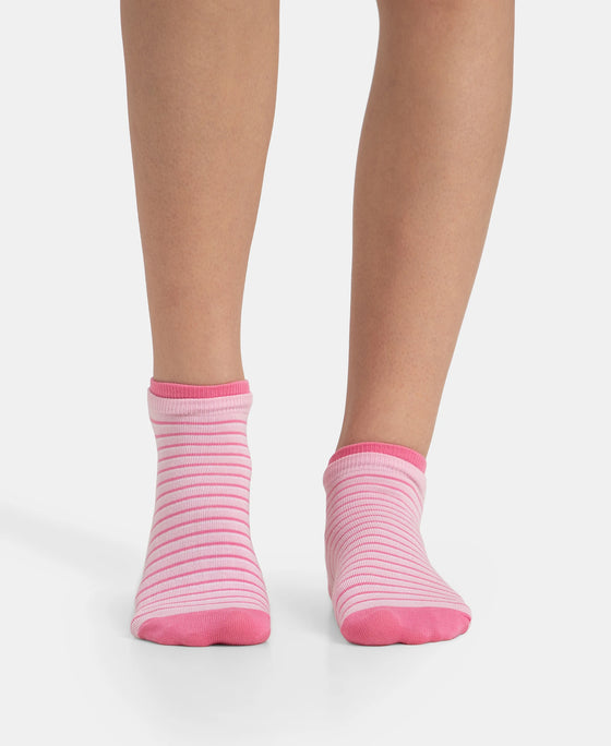 Compact Cotton Stretch Low Show Socks with StayFresh Treatment - Black & Pirouette (Pack of 2)