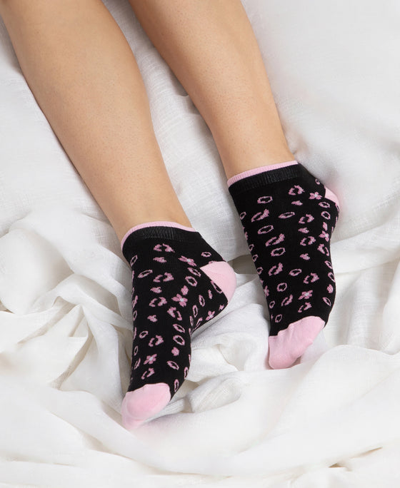Compact Cotton Stretch Low Show Socks with StayFresh Treatment - Black & Pirouette (Pack of 2)