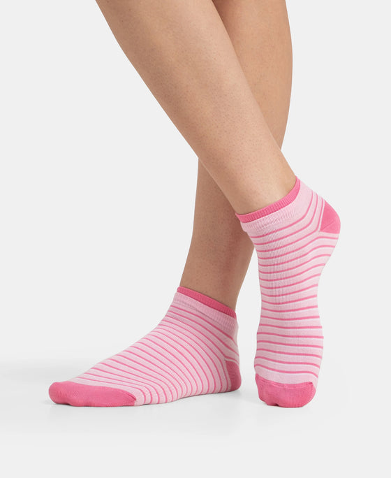 Compact Cotton Stretch Low Show Socks with StayFresh Treatment - Black & Pirouette (Pack of 2)