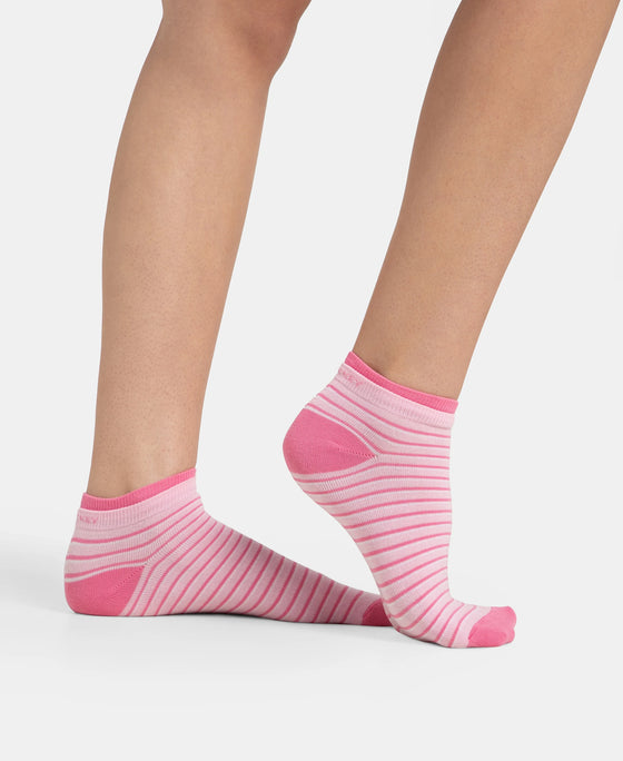 Compact Cotton Stretch Low Show Socks with StayFresh Treatment - Black & Pirouette (Pack of 2)