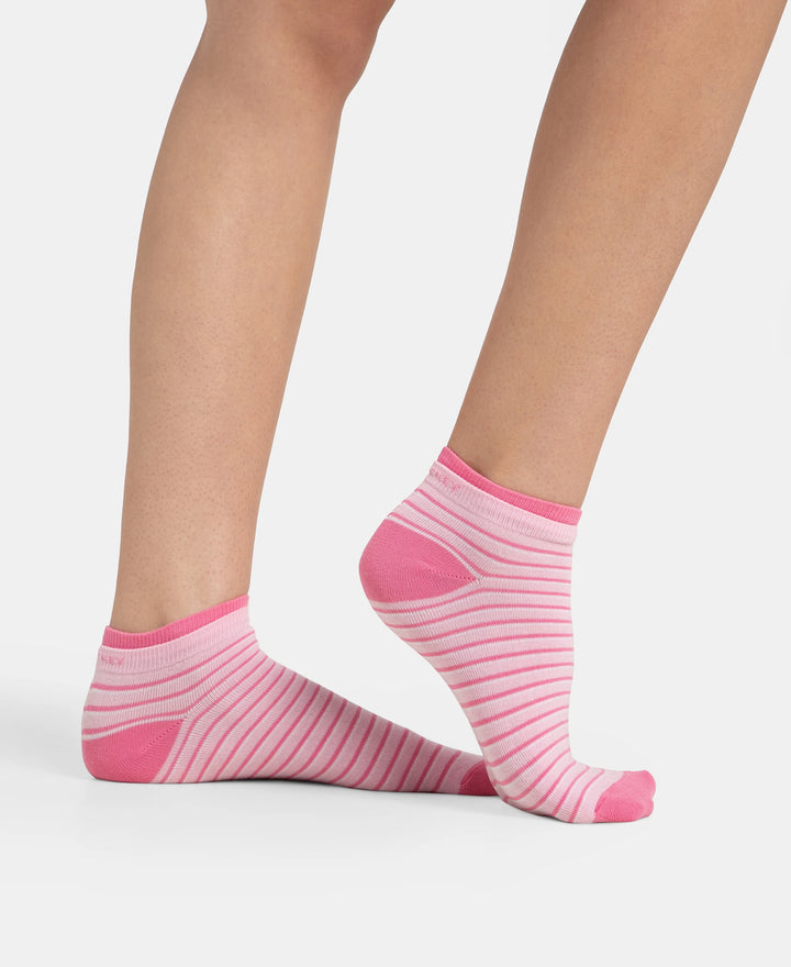 Compact Cotton Stretch Low Show Socks with StayFresh Treatment - Black & Pirouette (Pack of 2)
