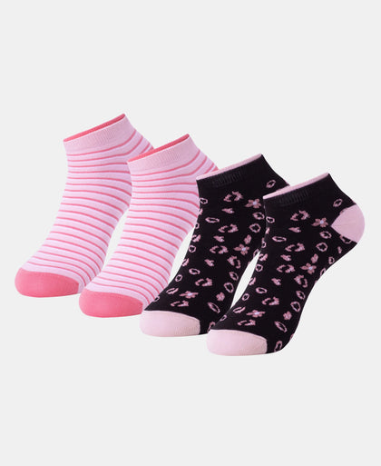 Compact Cotton Stretch Low Show Socks with StayFresh Treatment - Black & Pirouette (Pack of 2)