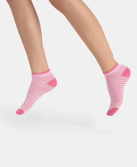 Compact Cotton Stretch Low Show Socks with StayFresh Treatment - Black & Pirouette (Pack of 2)