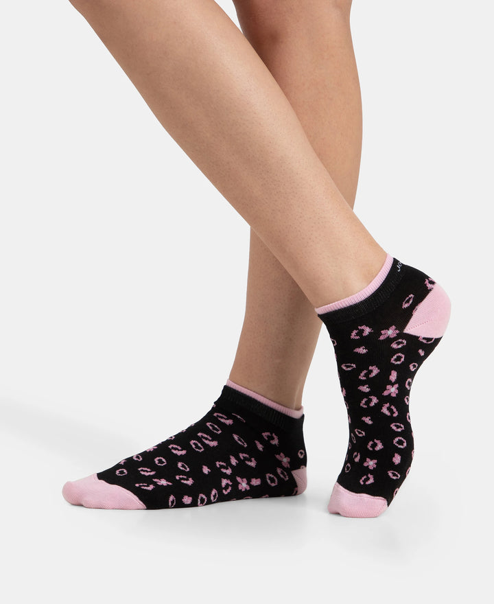 Compact Cotton Stretch Low Show Socks with StayFresh Treatment - Black & Pirouette (Pack of 2)
