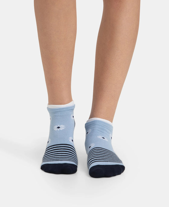 Compact Cotton Stretch Low Show Socks with StayFresh Treatment - Navy & Chambray Blue (Pack of 2)