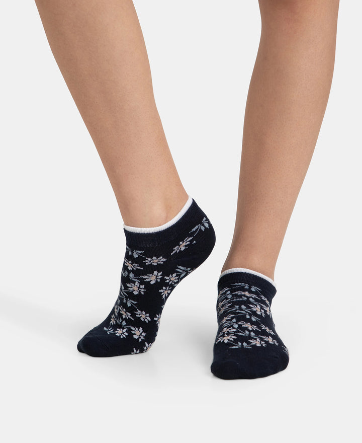 Compact Cotton Stretch Low Show Socks with StayFresh Treatment - Navy & Chambray Blue (Pack of 2)