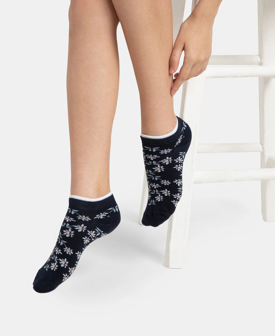 Compact Cotton Stretch Low Show Socks with StayFresh Treatment - Navy & Chambray Blue (Pack of 2)