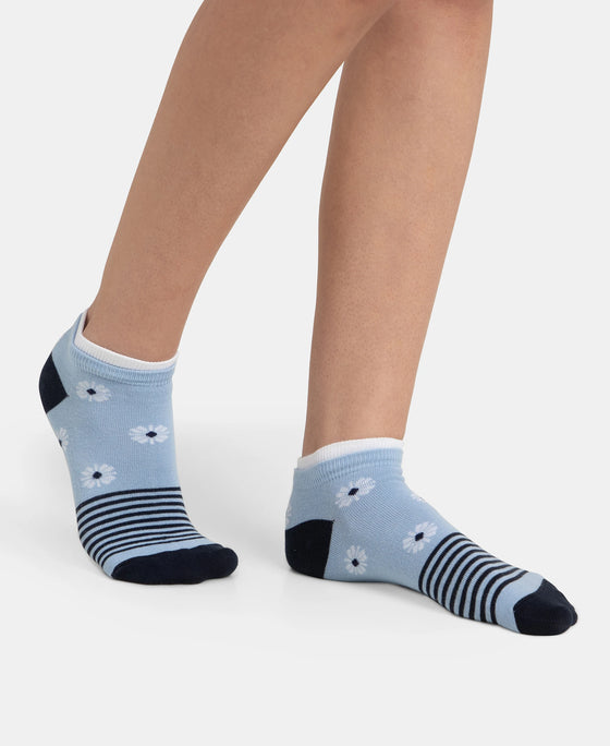 Compact Cotton Stretch Low Show Socks with StayFresh Treatment - Navy & Chambray Blue (Pack of 2)