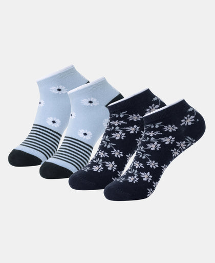 Compact Cotton Stretch Low Show Socks with StayFresh Treatment - Navy & Chambray Blue (Pack of 2)