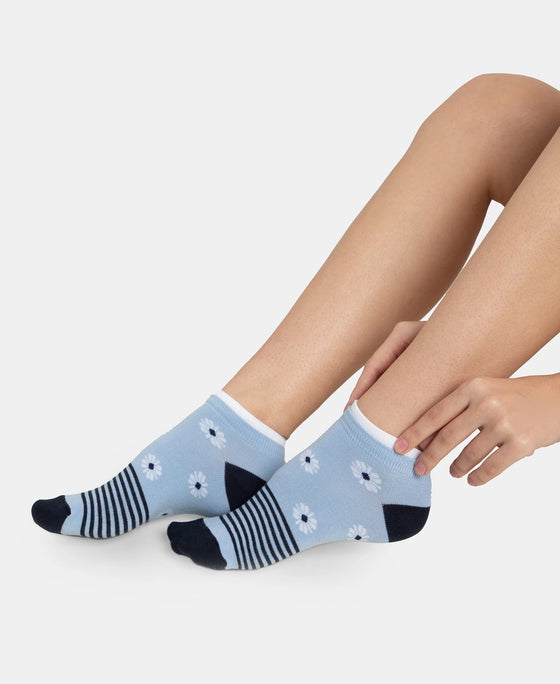 Compact Cotton Stretch Low Show Socks with StayFresh Treatment - Navy & Chambray Blue (Pack of 2)