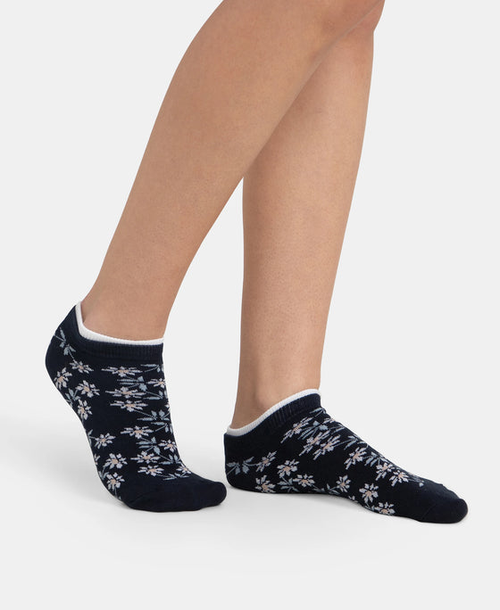 Compact Cotton Stretch Low Show Socks with StayFresh Treatment - Navy & Chambray Blue (Pack of 2)