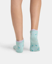 Compact Cotton Stretch Low Show Socks with StayFresh Treatment - Orchid Bloom & Pastel Turquiose (Pack of 2)