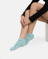 Compact Cotton Stretch Low Show Socks with StayFresh Treatment - Orchid Bloom & Pastel Turquiose (Pack of 2)