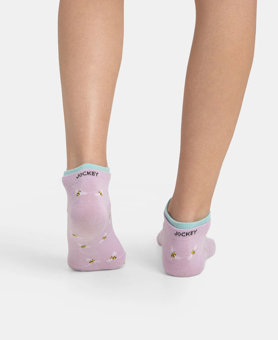 Compact Cotton Stretch Low Show Socks with StayFresh Treatment - Orchid Bloom & Pastel Turquiose (Pack of 2)