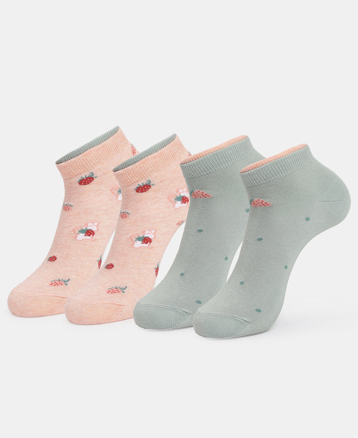 Compact Cotton Stretch Low Show Socks with StayFresh Treatment - Oatmeal Melange & Soft Chambray (Pack of 2)